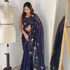 Bloom Royale Hand-Painted Chiffon Saree with Artistic Floral Motifs  (Multiple Exquisite Color Variants Available)