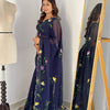 Bloom Royale Hand-Painted Chiffon Saree with Artistic Floral Motifs  (Multiple Exquisite Color Variants Available)