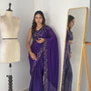 Luxury Hand-Embroidered Chiffon Saree with Designer Blouse (6 Royal Shades)
