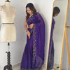 Luxury Hand-Embroidered Chiffon Saree with Designer Blouse (6 Royal Shades)