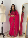 Luxury Hand-Embroidered Chiffon Saree with Designer Blouse (6 Royal Shades)