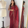 Luxury Hand-Embroidered Chiffon Saree with Designer Blouse (6 Royal Shades)