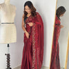 Luxury Hand-Embroidered Chiffon Saree with Designer Blouse (6 Royal Shades)
