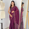 Luxury Hand-Embroidered Chiffon Saree with Designer Blouse (6 Royal Shades)