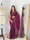 Luxury Hand-Embroidered Chiffon Saree with Designer Blouse (6 Royal Shades)