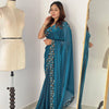 Luxury Hand-Embroidered Chiffon Saree with Designer Blouse (6 Royal Shades)