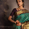 Royal Emerald Green & Coffee Brown Banarasi Silk Saree with Rich Gold Zari Border | Premium Traditional & Wedding Wear