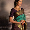 Royal Emerald Green & Coffee Brown Banarasi Silk Saree with Rich Gold Zari Border | Premium Traditional & Wedding Wear