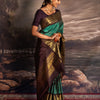 Royal Emerald Green & Coffee Brown Banarasi Silk Saree with Rich Gold Zari Border | Premium Traditional & Wedding Wear