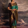 Royal Emerald Green & Coffee Brown Banarasi Silk Saree with Rich Gold Zari Border | Premium Traditional & Wedding Wear