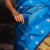 Royal Sky Blue & Navy Contrast Banarasi Silk Saree with Rich Gold Zari Border | Premium Festive & Wedding Wear