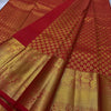 Royal Red Banarasi Silk Saree with All-Over Gold Zari Butti & Grand Peacock Border | Premium Bridal & Wedding Wear