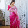 Blush Pink Ombre Organza Saree with Floral Embroidery | Premium Designer Party & Wedding Wear