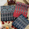 Elegant Ajrakh Print Soft Cotton Saree With Contrast Tassel Pallu Traditional Ethnic Saree