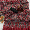 Elegant Ajrakh Print Soft Cotton Saree With Contrast Tassel Pallu Traditional Ethnic Saree