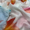 Premium White Soft Georgette Saree With Multicolor Leaf Print & Stone Work Fancy Saree