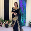 Luxury Black Organza Saree With Heavy Golden Embroidered Border Designer Partywear Saree