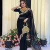 Luxury Black Organza Saree With Heavy Golden Embroidered Border Designer Partywear Saree