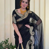 Luxury Black Organza Saree With Heavy Golden Embroidered Border Designer Partywear Saree