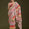 Luxury Multicolor Organza Saree With Heavy Golden Embroidered Border Designer Festive Saree