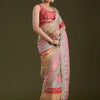 Luxury Multicolor Organza Saree With Heavy Golden Embroidered Border Designer Festive Saree