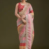Luxury Multicolor Organza Saree With Heavy Golden Embroidered Border Designer Festive Saree