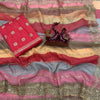 Luxury Multicolor Organza Saree With Heavy Golden Embroidered Border Designer Festive Saree
