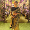 Luxury Gold Tissue Silk Saree With Black Embroidered Border Designer Wedding Saree