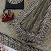 Luxury Gold Tissue Silk Saree With Black Embroidered Border Designer Wedding Saree