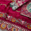 Premium Magenta Embroidered Saree With Multicolor Floral & Elephant Designer Work Festive Saree