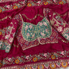 Premium Magenta Embroidered Saree With Multicolor Floral & Elephant Designer Work Festive Saree