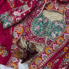 Premium Magenta Embroidered Saree With Multicolor Floral & Elephant Designer Work Festive Saree