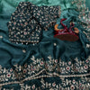 Luxury Organza Silk Saree With Heavy Floral Embroidered Border & Designer Blouse Festive Saree