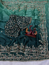 Luxury Organza Silk Saree With Heavy Floral Embroidered Border & Designer Blouse Festive Saree