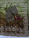 Luxury Organza Silk Saree With Heavy Floral Embroidered Border & Designer Blouse Festive Saree