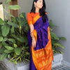 Royal Purple Silk Saree with Orange Contrast Zari Border | Premium Traditional & Festive Wear