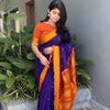 Royal Purple Silk Saree with Orange Contrast Zari Border | Premium Traditional & Festive Wear