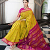 Royal Olive Green Silk Saree with Pink Contrast Zari Pallu | Premium Wedding & Festive Wear