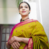 Royal Olive Green Silk Saree with Pink Contrast Zari Pallu | Premium Wedding & Festive Wear
