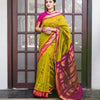 Royal Olive Green Silk Saree with Pink Contrast Zari Pallu | Premium Wedding & Festive Wear