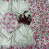 Premium White Organza Saree With Floral Printed Embroidered Border & Designer Blouse