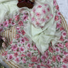 Premium White Organza Saree With Floral Printed Embroidered Border & Designer Blouse