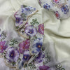 Premium White Organza Saree With Floral Printed Embroidered Border & Designer Blouse
