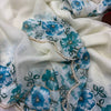 Premium White Organza Saree With Floral Printed Embroidered Border & Designer Blouse