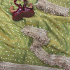 Luxury Shimmer Organza Saree With Golden Tassel Border & Designer Blouse Partywear Saree