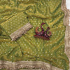 Luxury Shimmer Organza Saree With Golden Tassel Border & Designer Blouse Partywear Saree