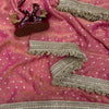 Luxury Shimmer Organza Saree With Golden Tassel Border & Designer Blouse Partywear Saree