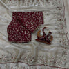 Luxury Organza Silk Saree With Heavy Floral Embroidered Border & Designer Sequins Blouse