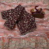 Luxury Organza Silk Saree With Heavy Floral Embroidered Border & Designer Sequins Blouse