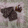 Luxury Organza Silk Saree With Heavy Floral Embroidered Border & Designer Sequins Blouse
